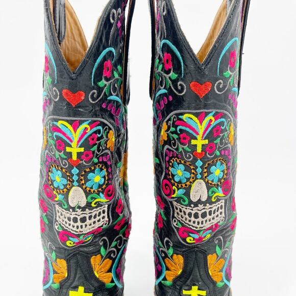 Old Gringo Black Sugar Skull Klak Embroidered Western Cowgirl Boot size 5.5 - Picture 9 of 12
